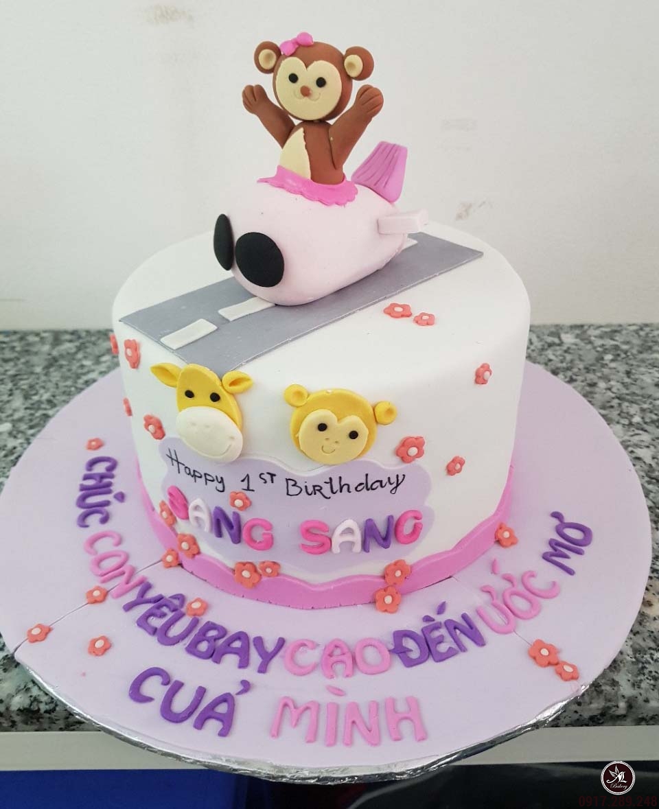 Bánh sinh nhật hình heo hồng dễ thương dành cho bé gái tuổi hợi MS 2D-0197  - Tiệm Bánh Chon Chon