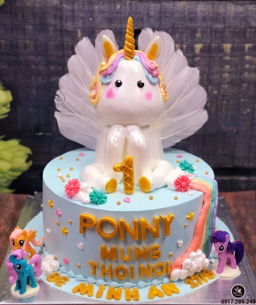 PK051  Bánh sinh nhật hình ngựa Pony hồng cho bé gái